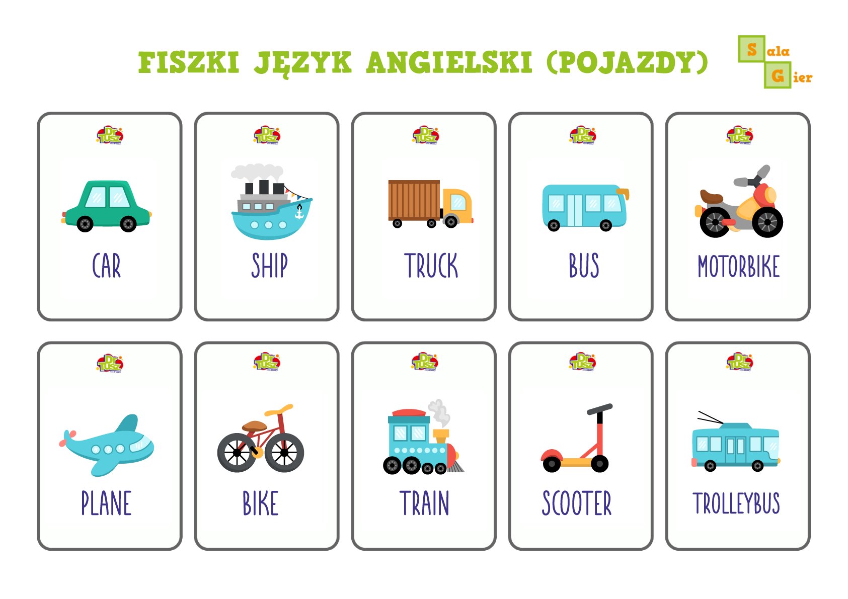 Szablon fiszek do nauki angielskiego
